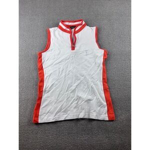 Golfino Polo Shirt Women S Multi Color White 1/4 Zip Colorblock Sleeveless Golf